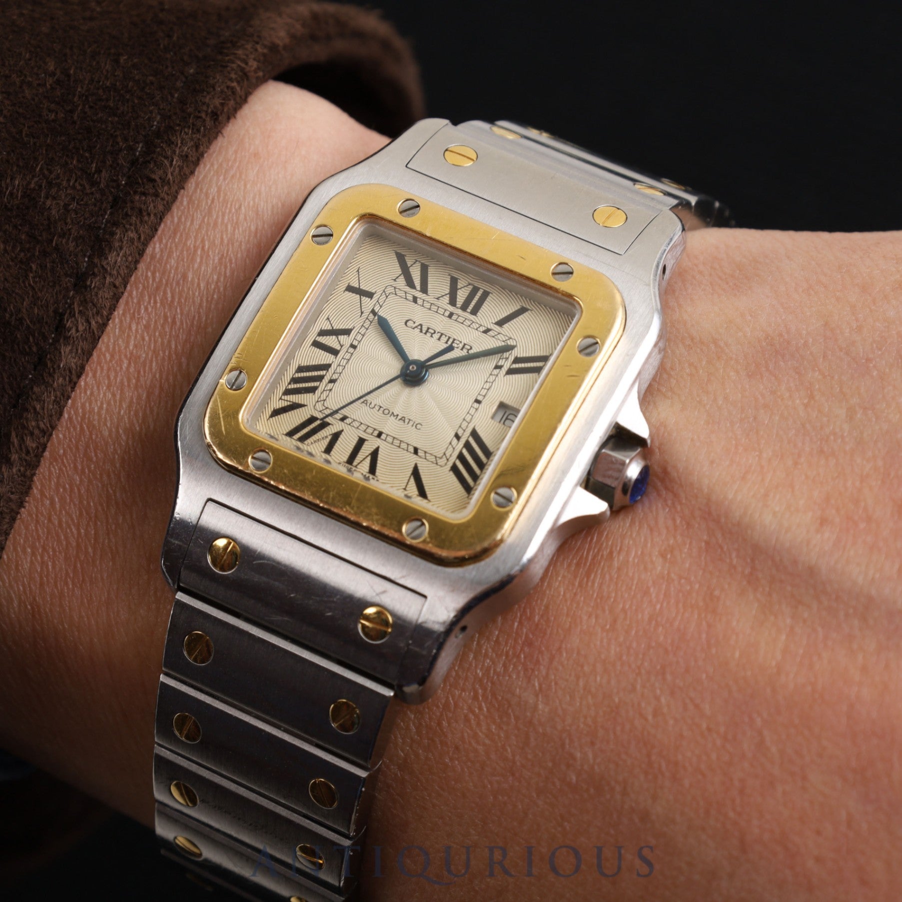 Cartier Santos Galbee LM W20058C4 / 2319 Automatic Cal.- SS / YG Guilloche Dial Overhauled