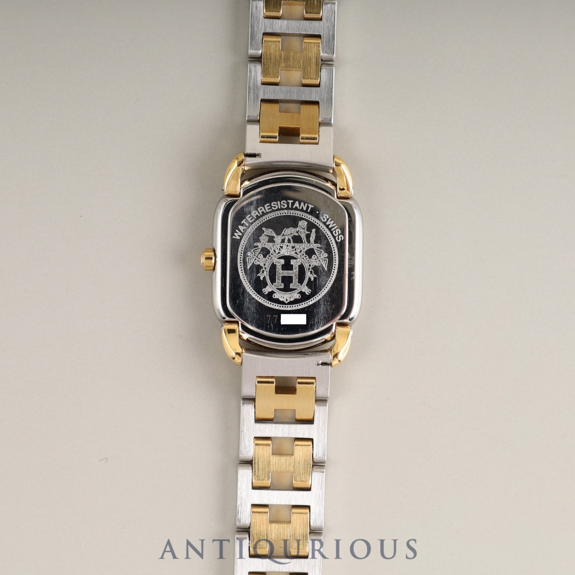 Hermes Rally 77.03 Quartz Cal.976.001 SS/GP SS/GP Ivory Dial Box Booklet Overhauled