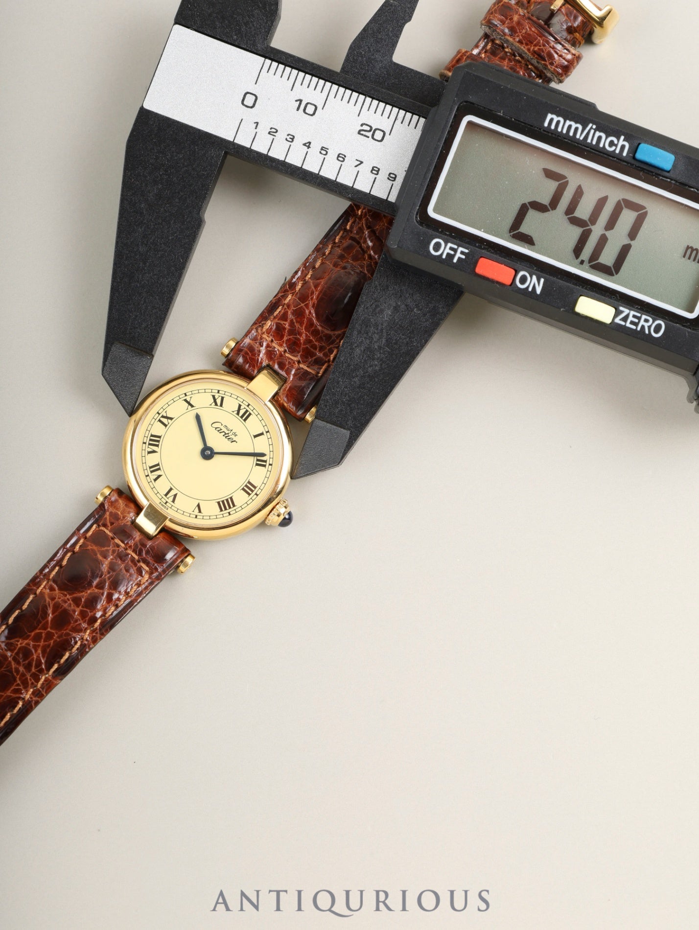 カルティエ マスト ヴァンドーム VLC SM 590004 クォーツ Cal.90 SV925 純正革ベルト 純正尾錠(GP)アイボリーローマン文字盤 箱 冊子 保証書(1994年)オーバーホール済み