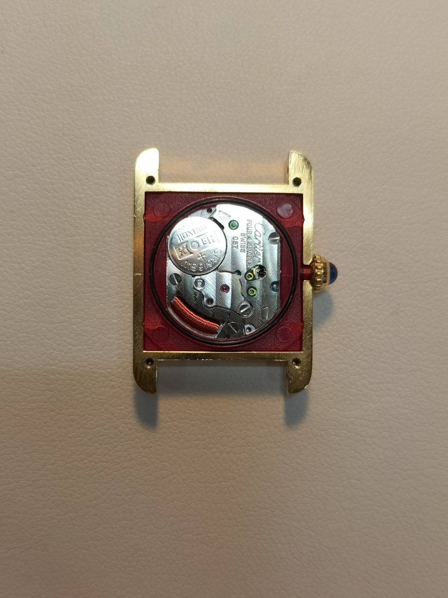 カルティエ マストタンク SM W1005554 / 5057001 クォーツ Cal.057 SV925 革 純正Dバックル(GP) オパラン文字盤 1982年頃~1995年頃 箱 ケース 冊子 オーバーホール済み