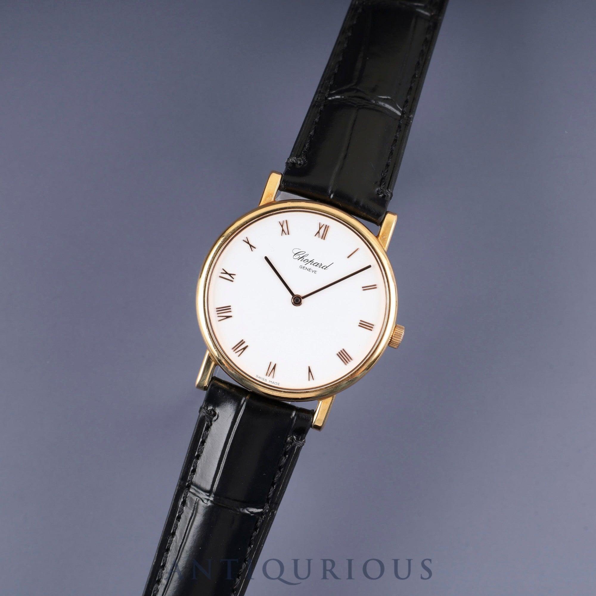 ショパール クラシック 163154/987 手巻き Au750 革 純正尾錠(GP) ホワイト文字盤 箱 冊子 保証書(2012年)オーバーホール済み