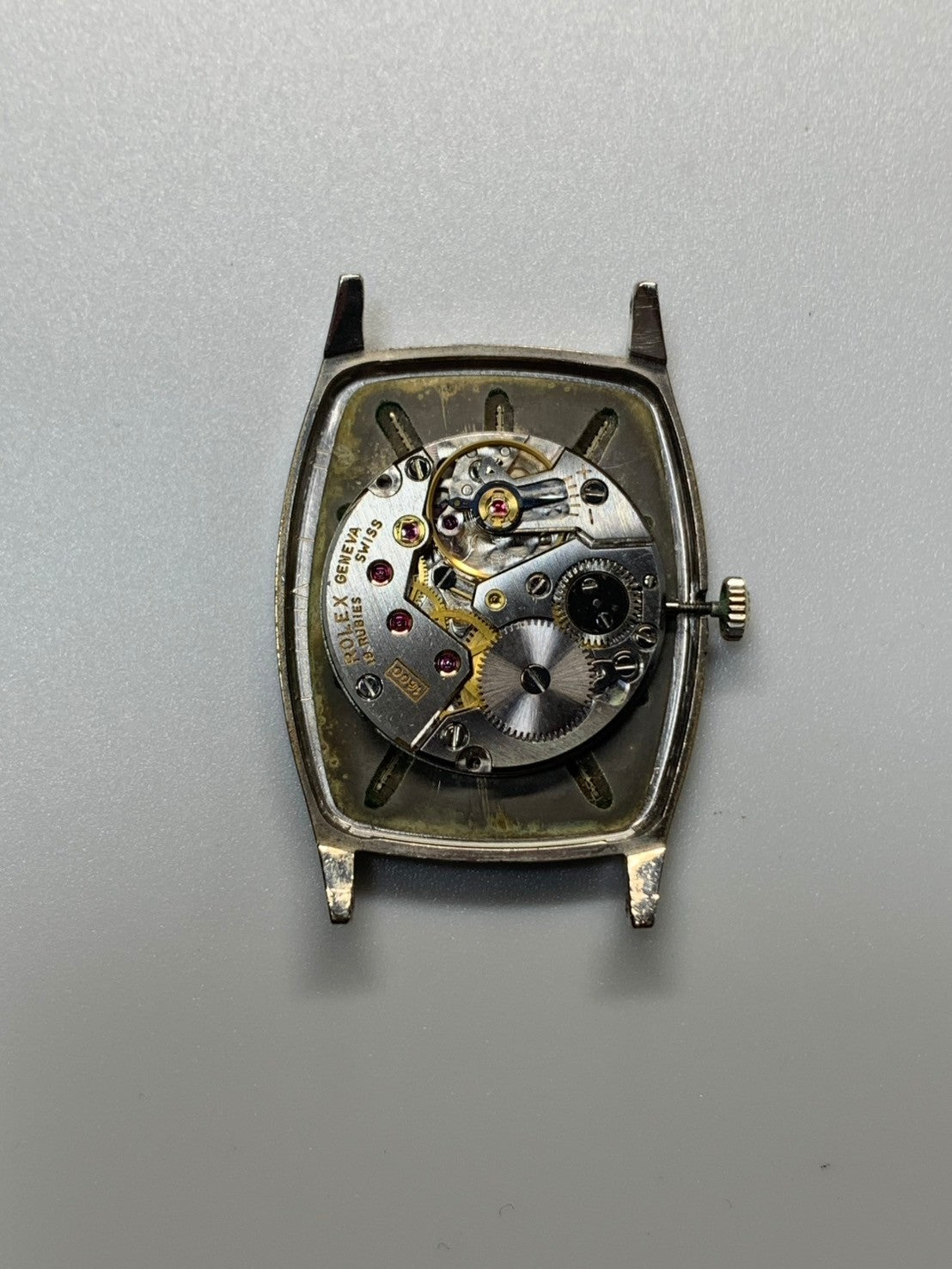 ロレックス チェリーニ 3807 手巻き Cal.1600 18K 750WG 革 純正ピンバックル(SS)グレーグラデーション文字盤 31番(1970年)オーバーホール済み