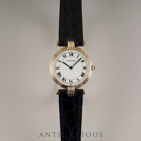 Cartier Vendôme Trinity VLC SM 881004 Quartz Caliber 81 750 Leather Strap with Genuine GP Buckle, White Roman Dial, Overhauled