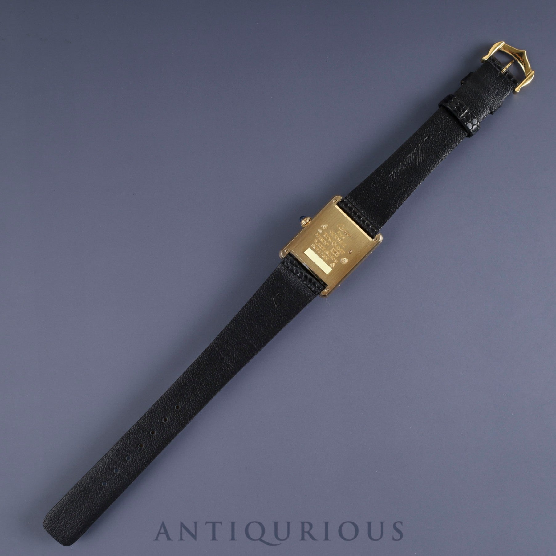 Cartier Must Tank LM W1005654 / 590005 Quartz Cal.690 SV925 Leather Genuine Buckle (GP) Opalan Dial Overhauled