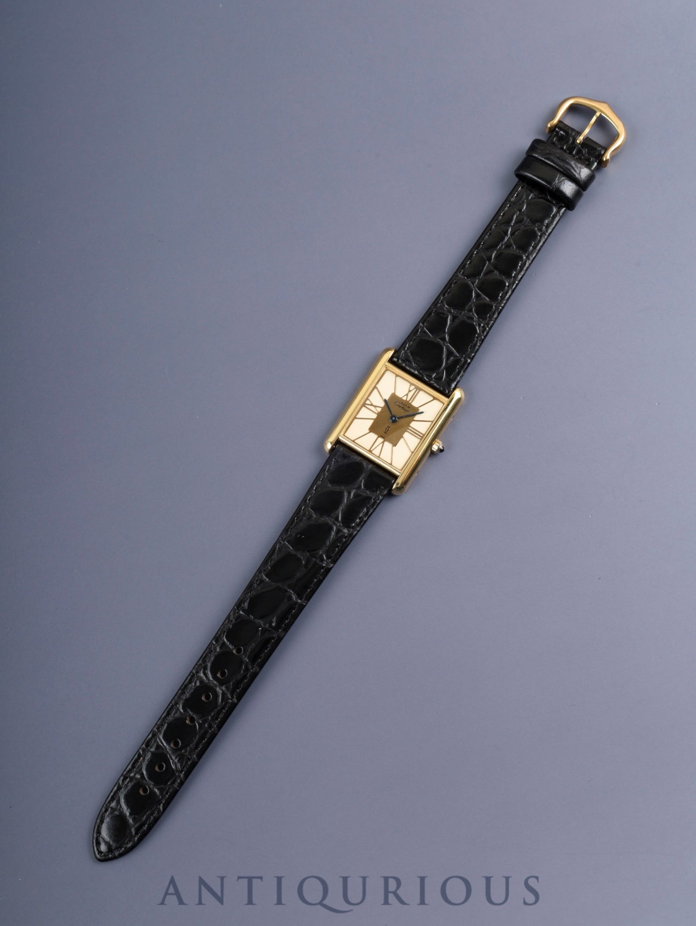 カルティエ マストタンク LM 6 81006 クォーツ Cal.81 SV925 革 純正尾錠(GP) アイボリークロワゾネ文字盤(SWISS表記) オーバーホール済み 新品仕上げ済み