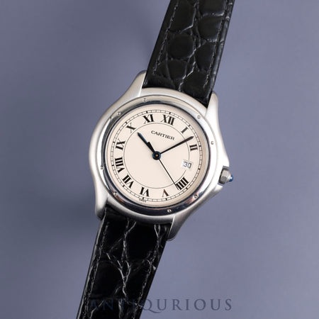 カルティエ パンテール クーガー LM W35002F5 / 987904 クォーツ SS 革 純正尾錠(SS) ホワイトローマン文字盤 オーバーホール済み
