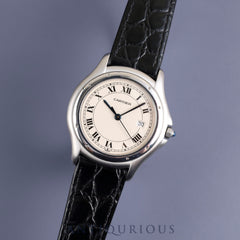 カルティエ パンテール クーガー LM W35002F5 / 987904 クォーツ SS 革 純正尾錠(SS) ホワイトローマン文字盤 オーバーホール済み