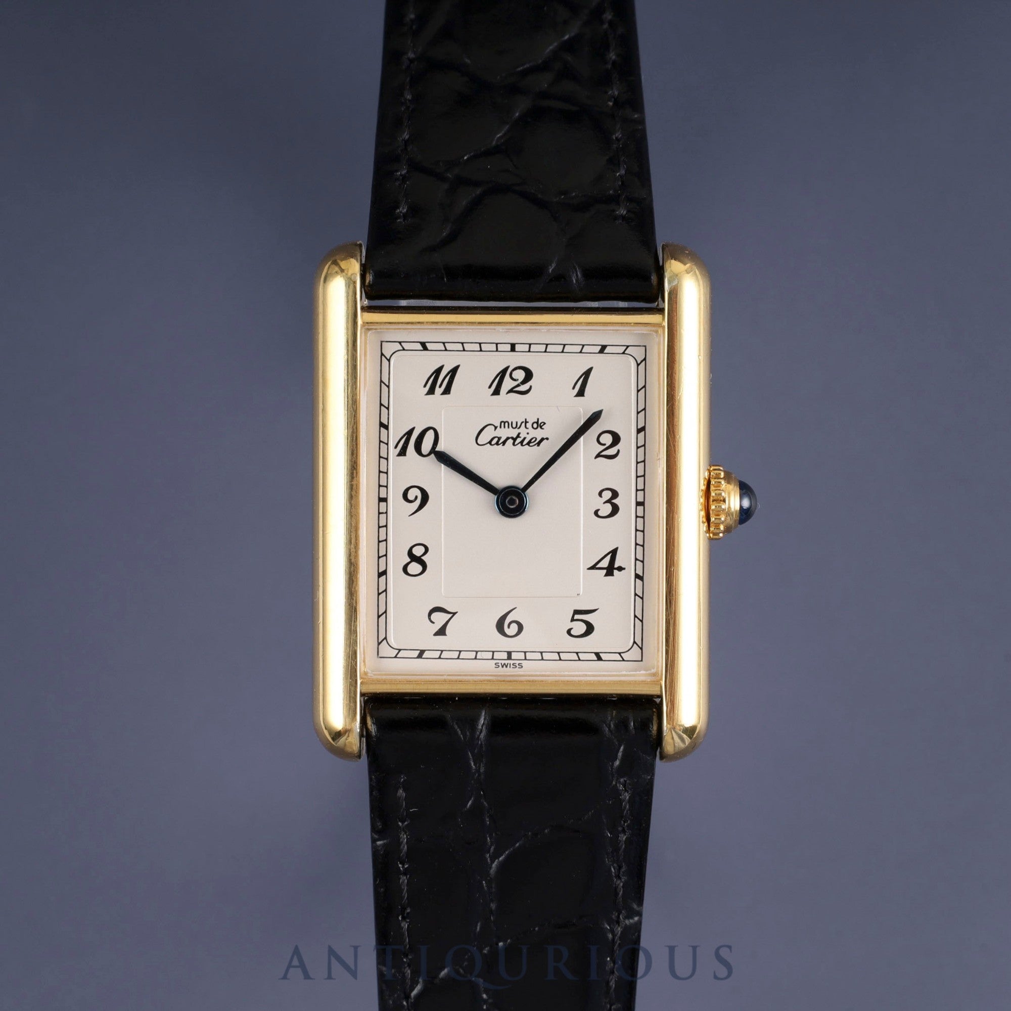 カルティエ マストタンク LM 590005 クォーツ Cal.90 SV925 革 純正尾錠(GP)アラビア文字盤 オーバーホール済み 新品仕上げ済み