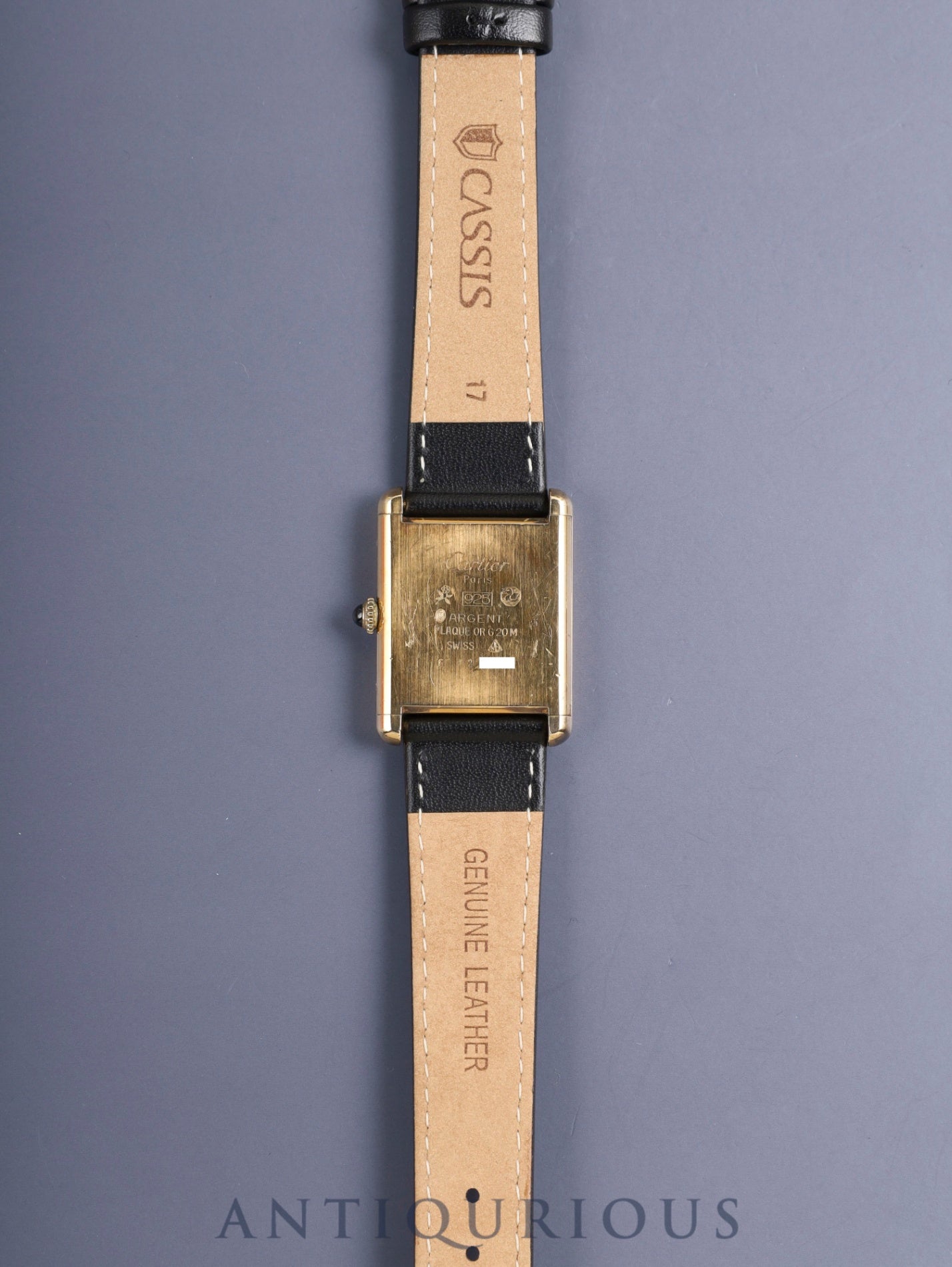 カルティエ マストタンク LM 手巻き Cal.78-1/ETA2512-1 SV925 革 純正尾錠(GP)オニキス文字盤(SWISS表記) オーバーホール済み