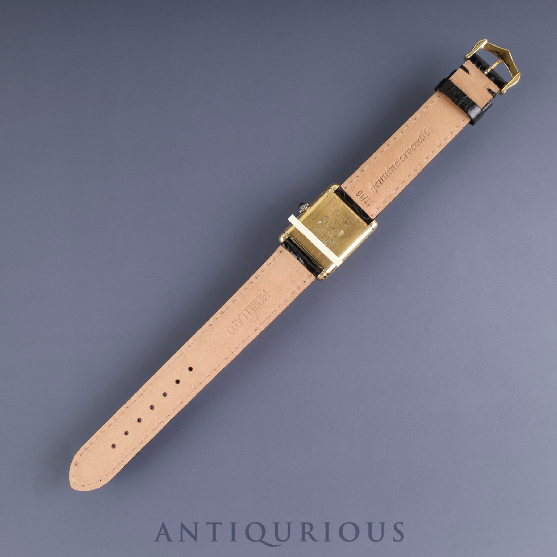 Cartier Must Tank LM Manual Winding SV925 Leather Watch with Genuine GP Buckle, Black Roman Dial, Overhauled