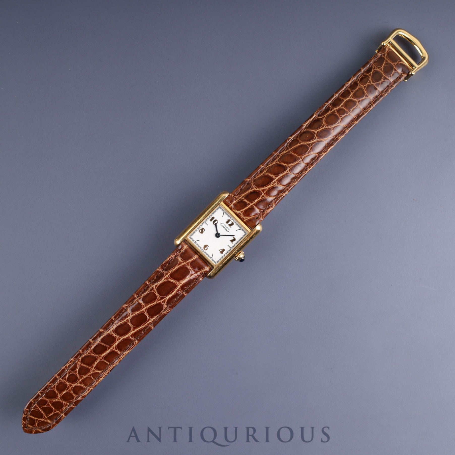 カルティエ マストタンク SM 5057001 Cal.90 SV925 革 純正Dバックル(GP)飛びアラビアCC文字盤 保証書(1995年)オーバーホール済み