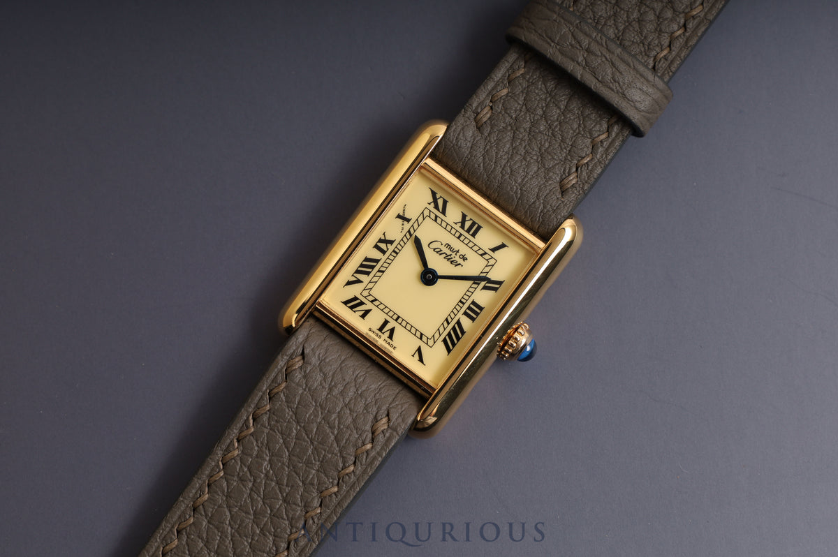 Cartier Must Tank SM QZ Ivory Roman Dial 5057001 Complete Service Newly Refurbished