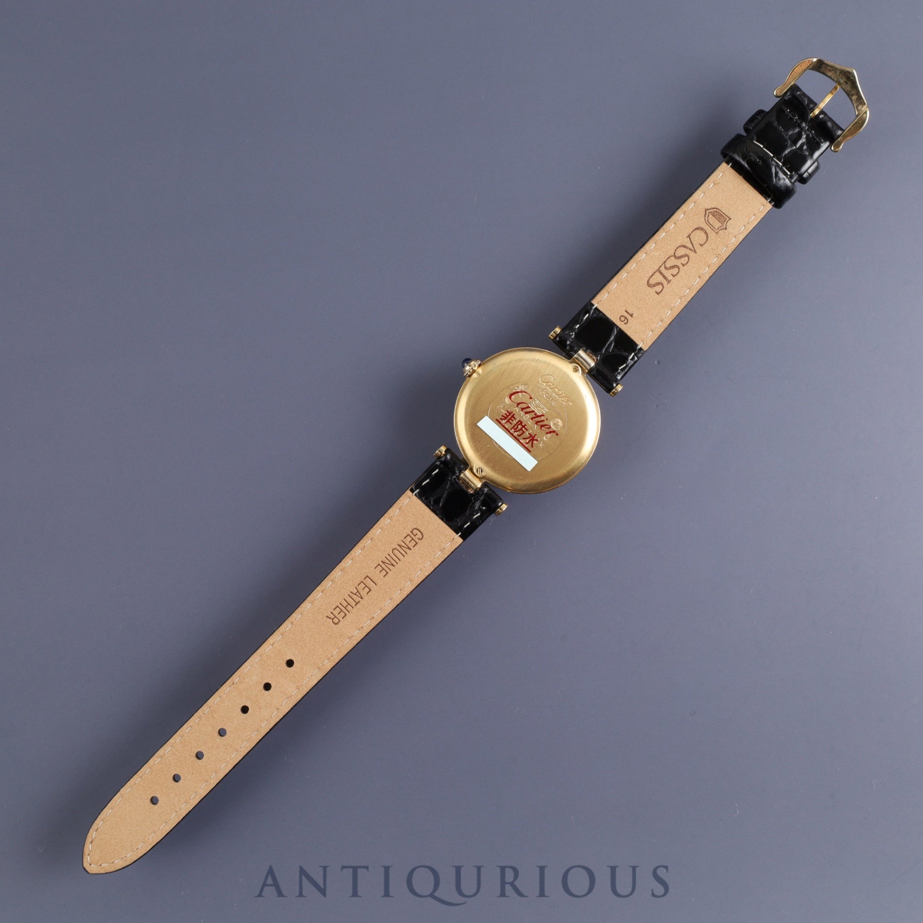 カルティエマスト ヴァンドーム VLC LM 83978913 クォーツ SV925 革 純正尾錠(GP) ブラックローマン文字盤 保証書(1987年) カルティエブティックにてコンプリートサービス(フルメンテナンス)済み