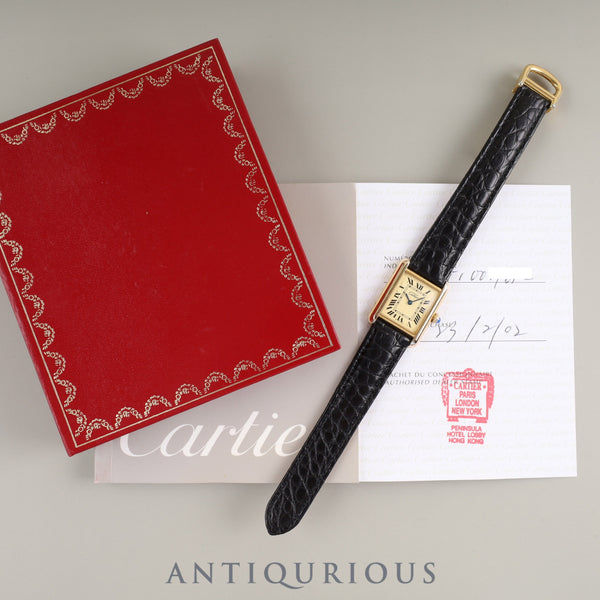 カルティエ マストタンク MM W1017354 / 2415 クォーツ Cal.057 SV925 革 純正Dバックル(GP)アイボリーローマン文字盤 保証書(2002年) オーバーホール済み