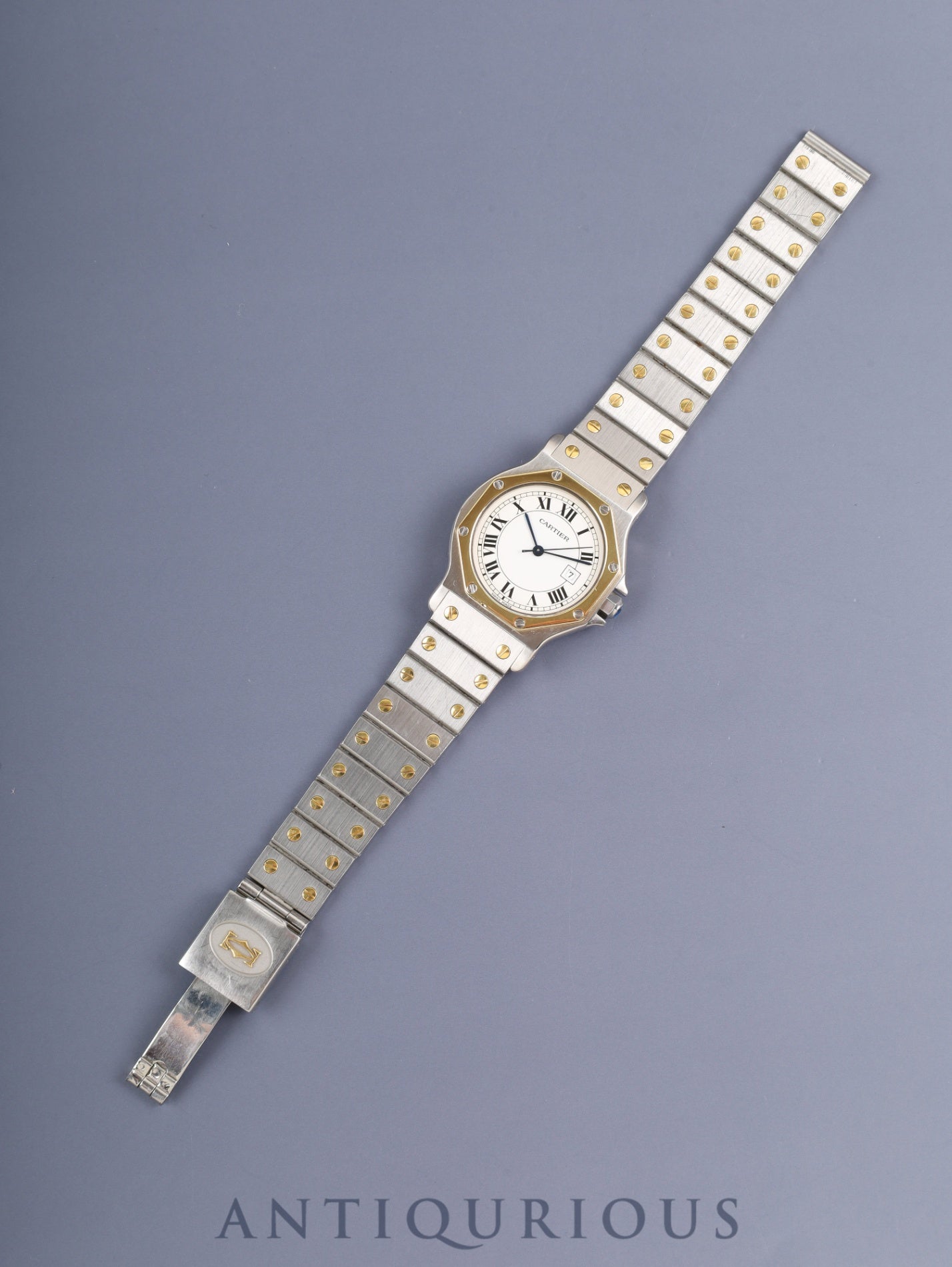 Cartier Santos Octagon LM 81037288 / 2966 Automatic SS/YG SS/YG White Roman Dial (SWISS MADE) Booklet International Lifetime Guarantee (1981) Complete Service (Full Maintenance) completed at Cartier Boutique on 2023/11/17