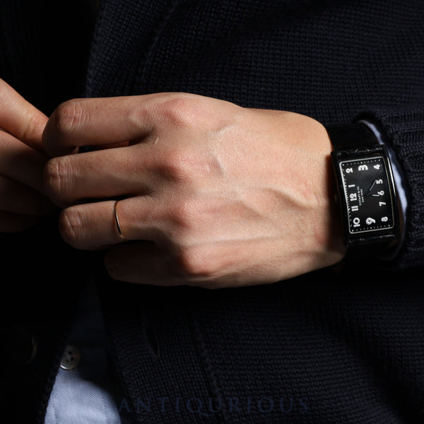 ティファニー イーストウエスト 37447129 クォーツ SS 革 純正バックル(SS)ブラックアラビア文字盤 箱 説明書