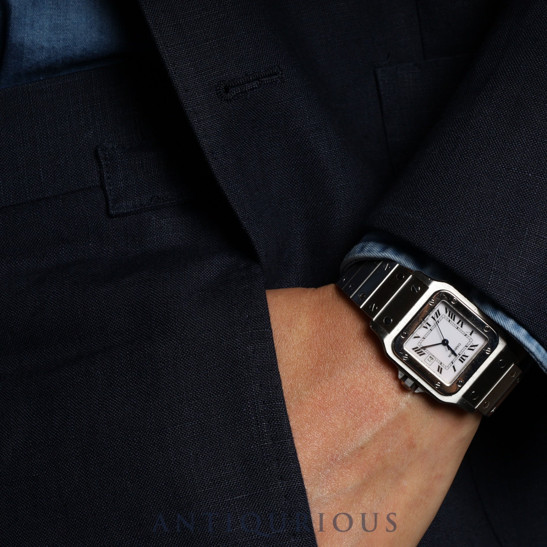 Cartier Santos Galbee LM 2960 Automatic Stainless Steel Watch with White Roman Dial. Completely serviced at a Cartier boutique.