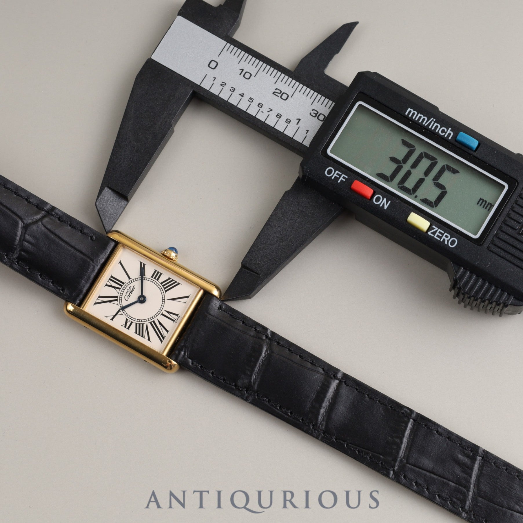 Cartier Must Tank LM QZ 590005 925 Leather Genuine Buckle (GP) Opalan Dial Box Warranty (1993)
