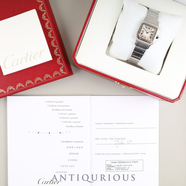 カルティエ サントス ガルベ SM W20056D6/1565 クォーツ Cal.157 SS SS ホワイトローマン文字盤 箱 DVD 冊子 保証書(2009年)オーバーホール済み