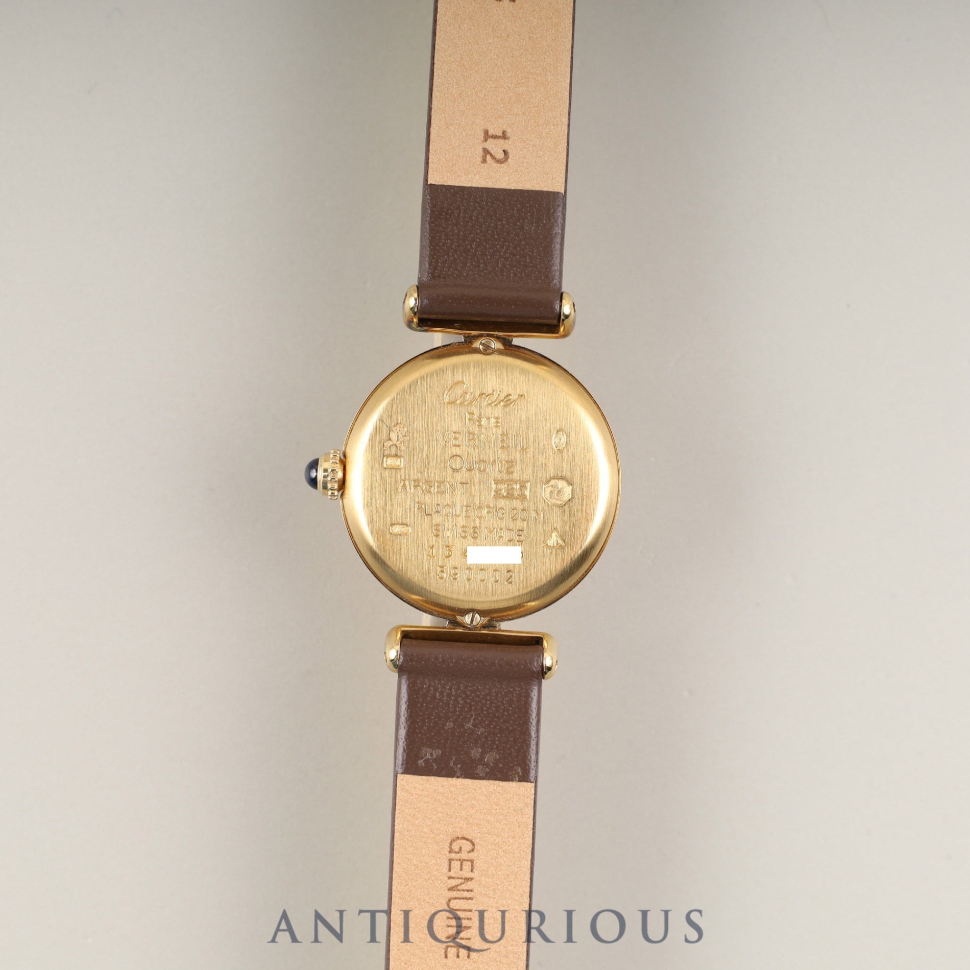 カルティエ マストコリゼ W1000653 / 590002 クォーツ Cal.90 SV925 革 純正尾錠(GP)アイボリーローマン文字盤 箱 冊子 保証書(1993年)オーバーホール済み