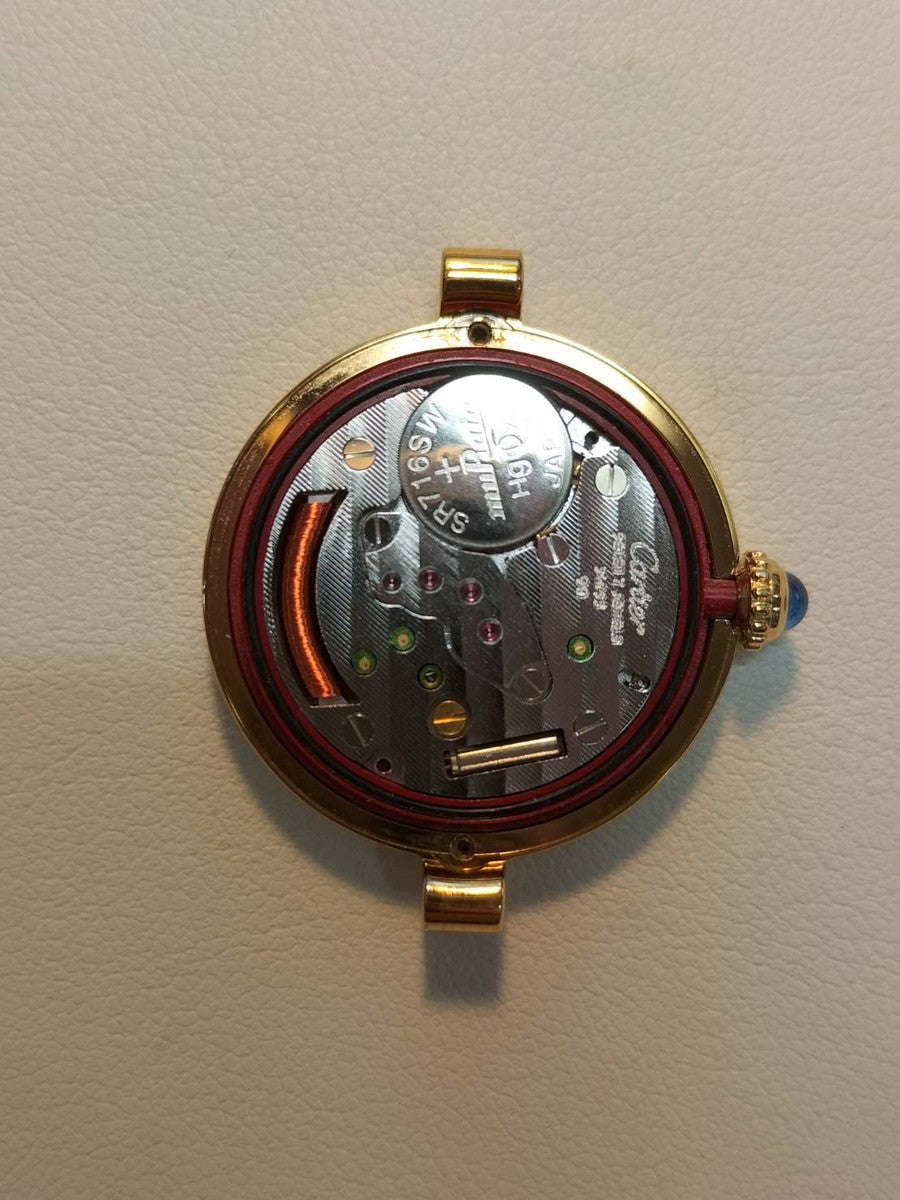 Cartier Must Vendôme VLC SM 590004 Quartz Caliber 90 SV925 Leather Strap with Genuine D-buckle (GP) Arabic Dial Overhauled