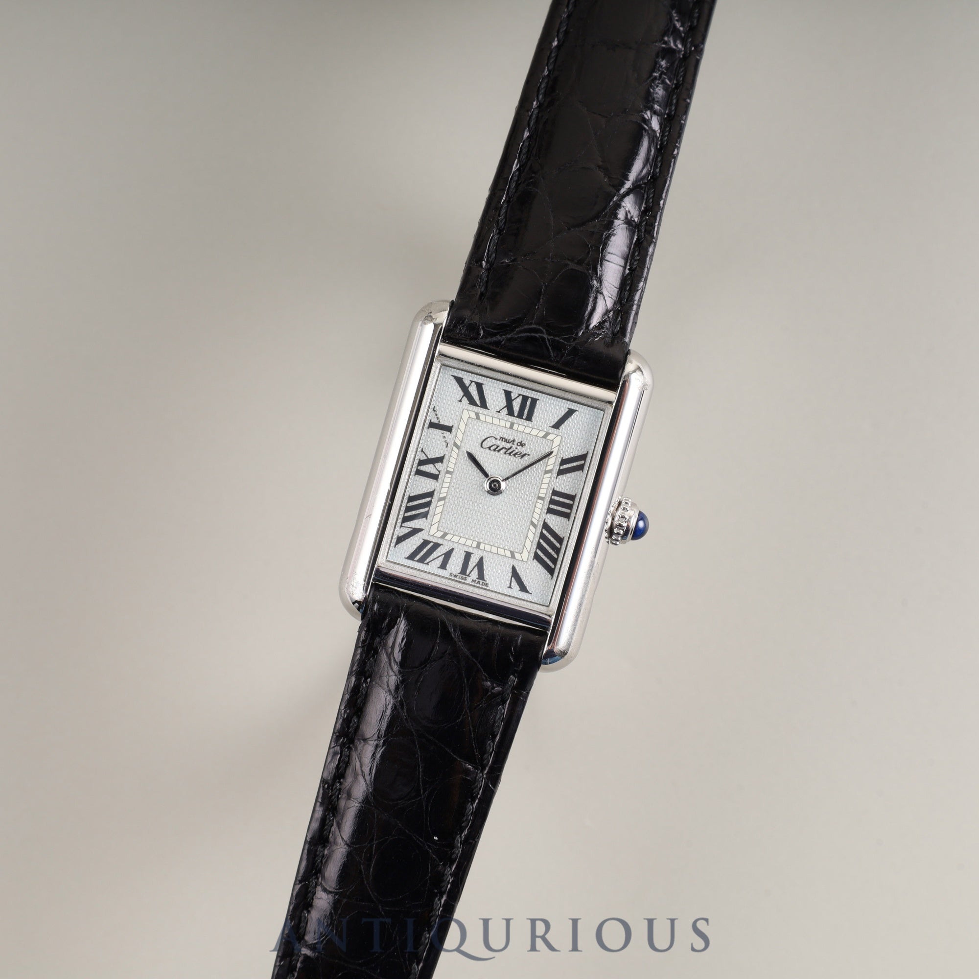 Cartier Must Tank MM 2416 Quartz Cal.057 SV925 Leather Genuine D Buckle (SS) Silver Roman Dial (2000 Christmas Limited Edition) Overhauled