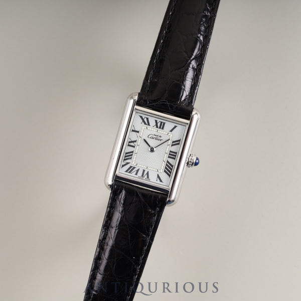 カルティエ マストタンク MM 2416 クォーツ Cal.057 SV925 革 純正Dバックル(SS)シルバーローマン文字盤(2000年クリスマス限定) オーバーホール済み
