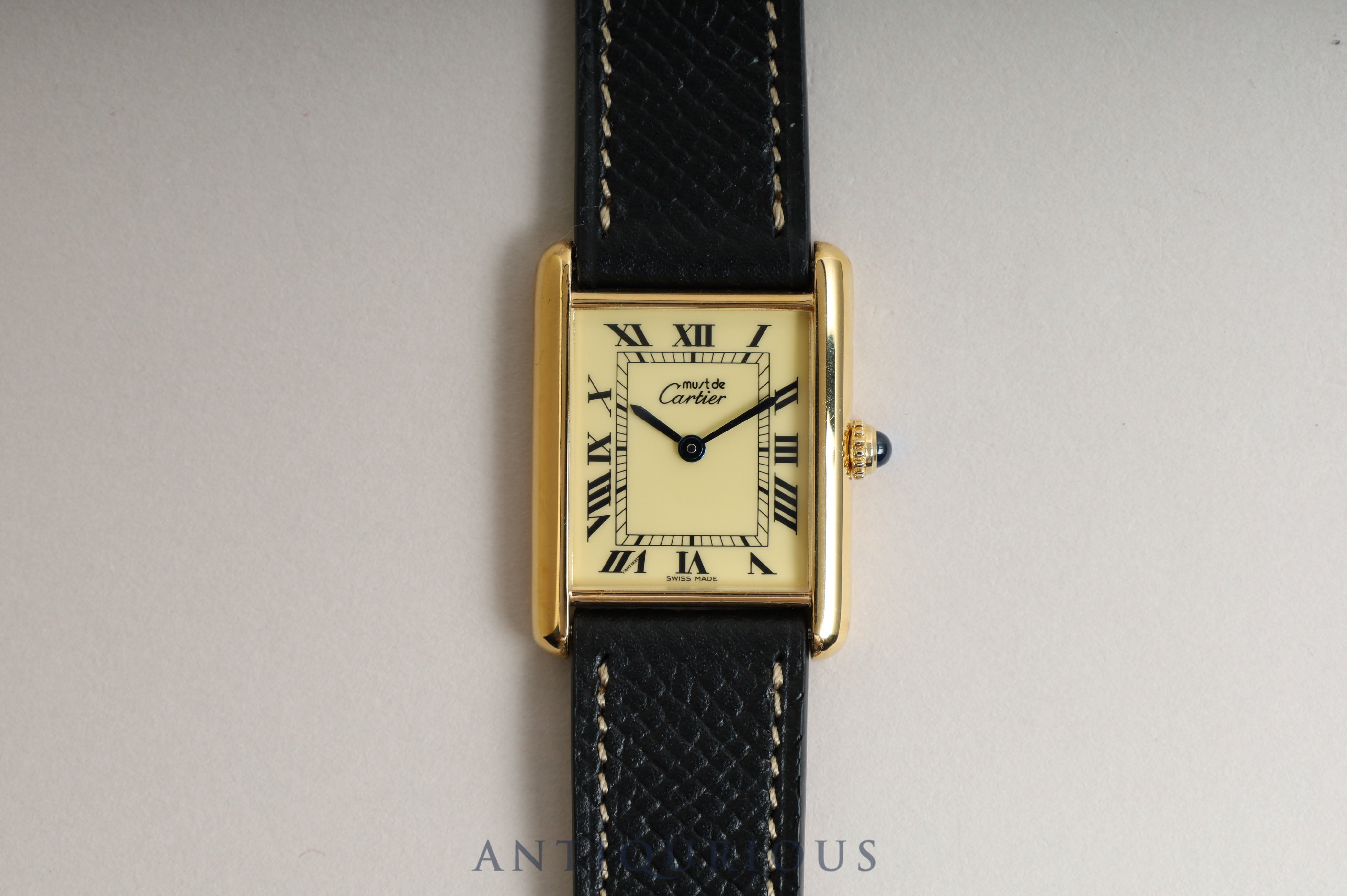 Cartier Must Tank LM QZ Ivory Roman Dial 590005 New Finish Complete Service Completed