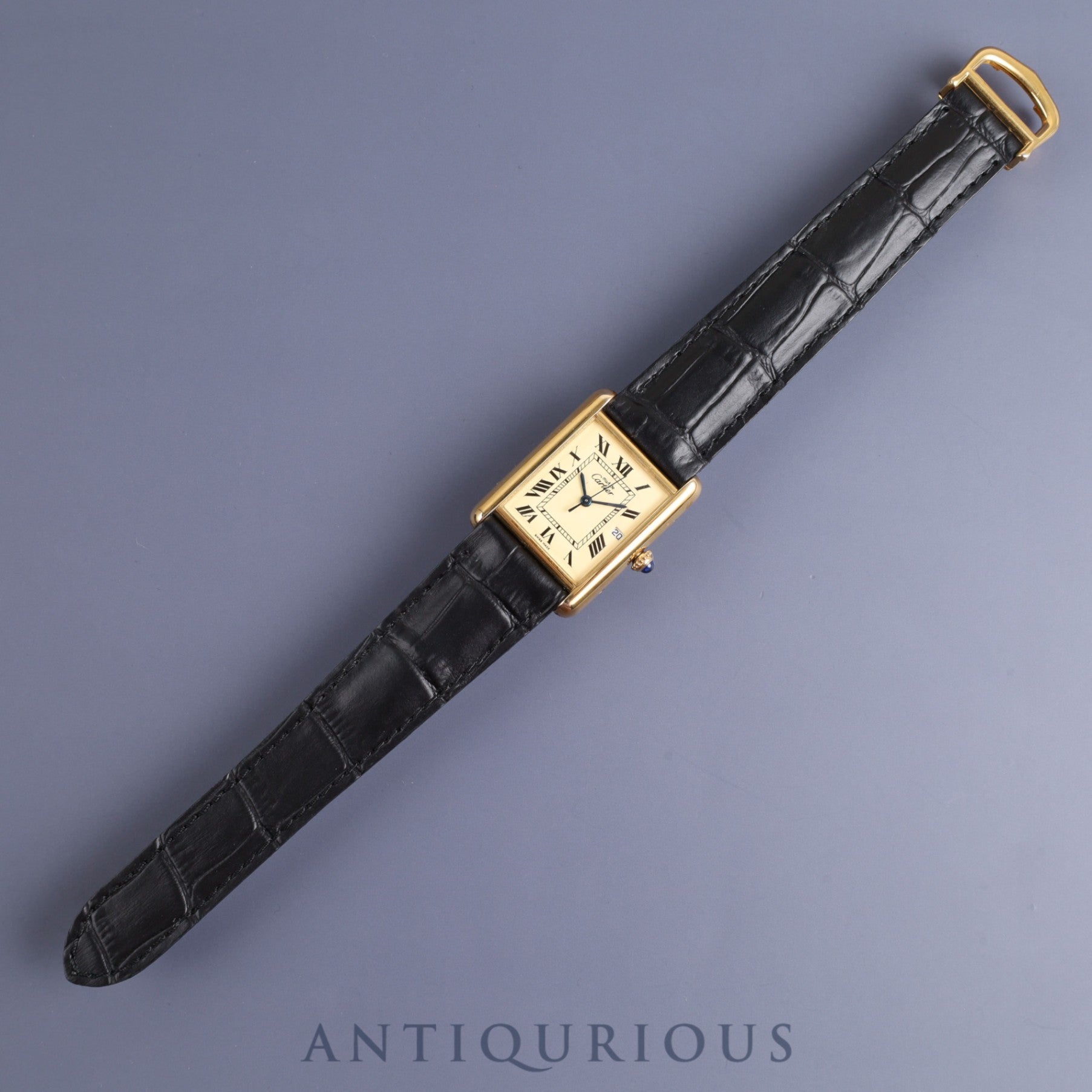 Cartier Must Tank GM (XL) W1017454 / 2413 Quartz Cal.687 SV925 Leather Genuine Buckle (GP) Ivory Roman Dial Overhauled