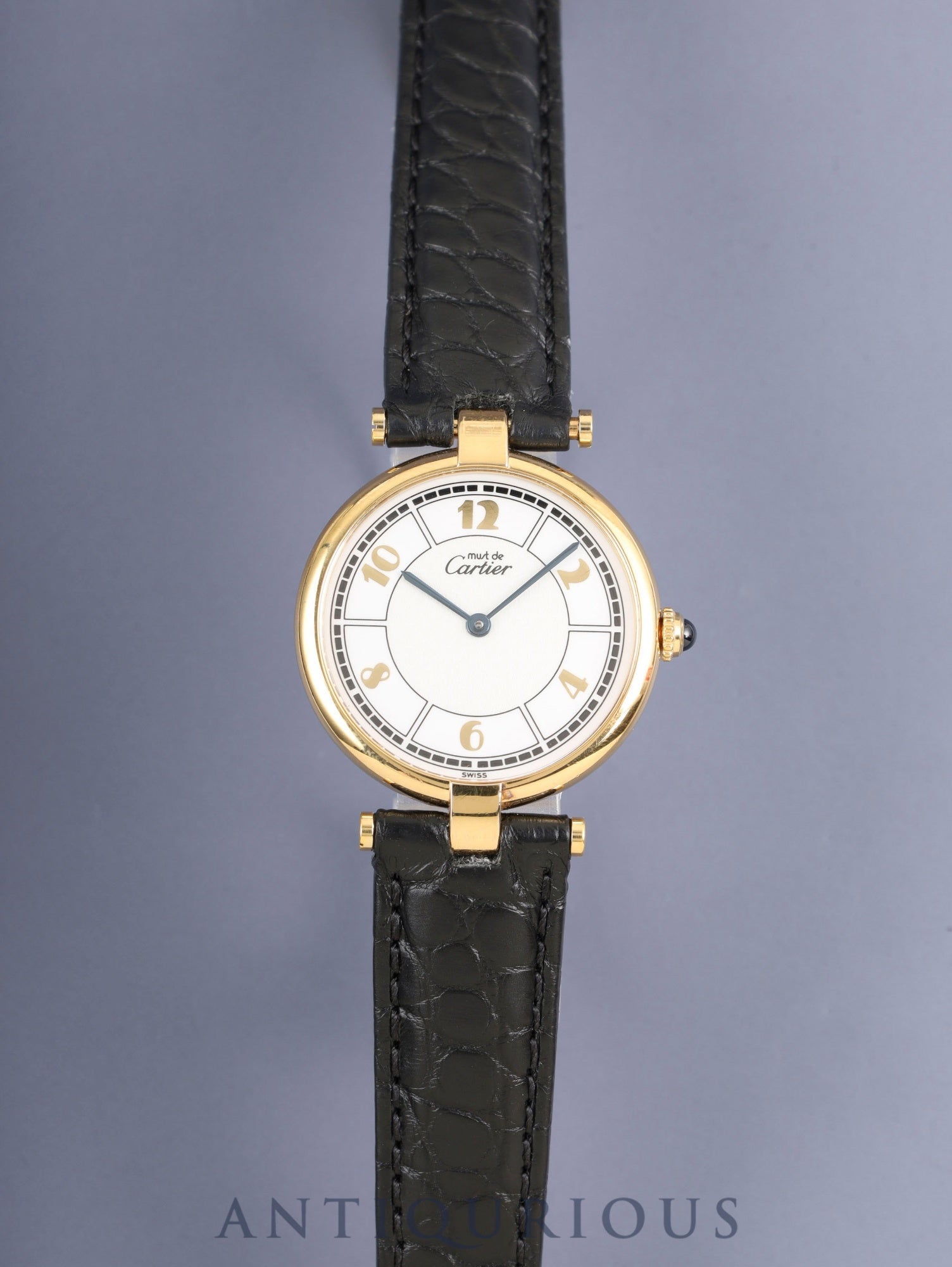 カルティエ マスト ヴァンドーム VLC LM W1009754 / 1861 クォーツ Cal.90 SV925 革 純正Dバックル(GP)飛びアラビア文字盤 箱 オーバーホール済み