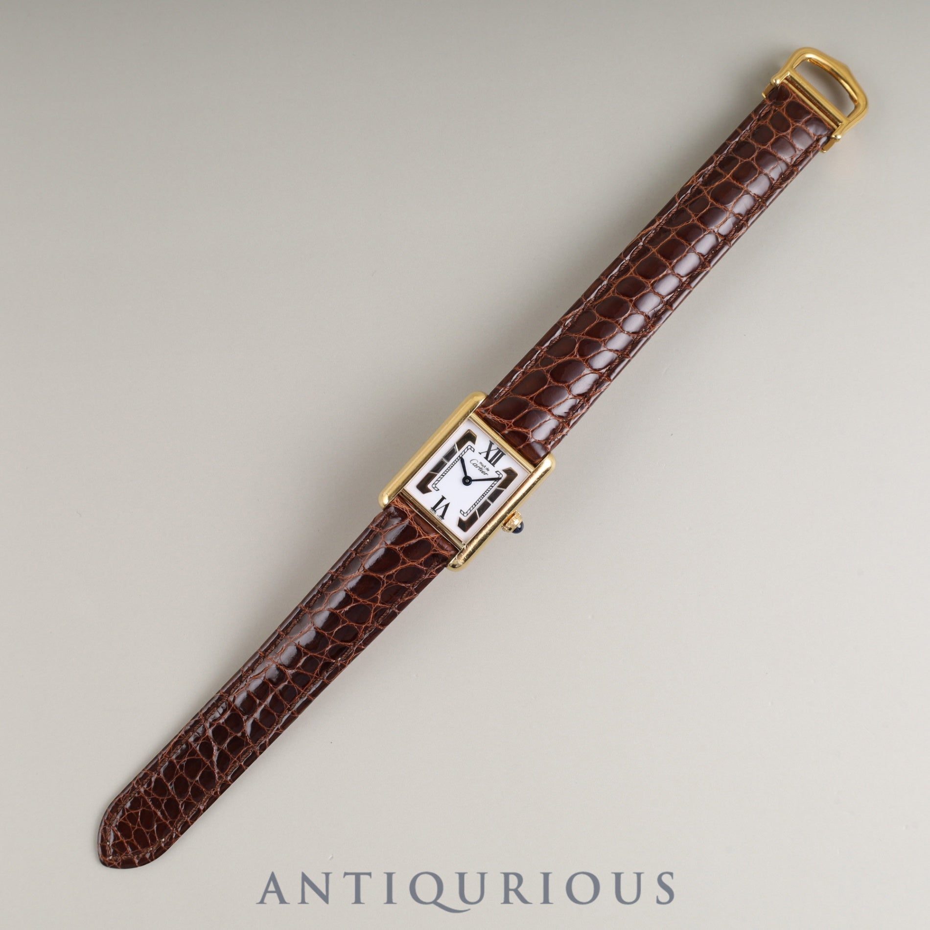 Cartier Must Tank SM 5057001, Quartz movement, SV925, Leather, Genuine D-buckle (GP), Side Trinity dial, circa 1982-circa 1995, Fully serviced at a Cartier boutique