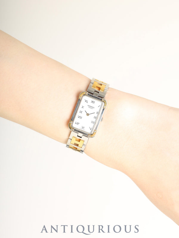 エルメス クロアジュール 54 10 75 クォーツ Cal.976.001 SS/GP SS/GP ホワイト文字盤 オーバーホール済み