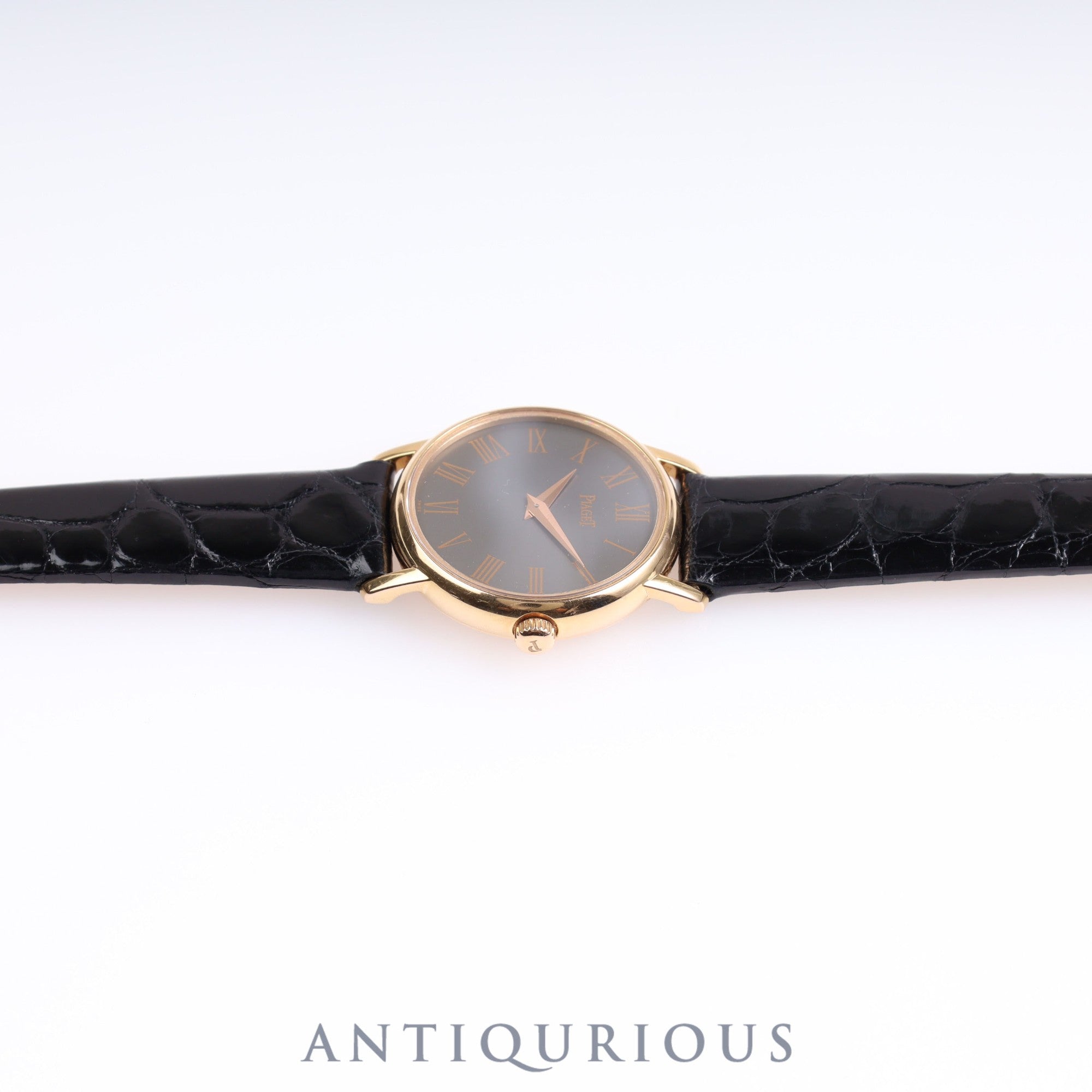 ピアジェ ラウンド 80005 クォーツ PG 革 純正尾錠(750)グレー文字盤 24.5mm