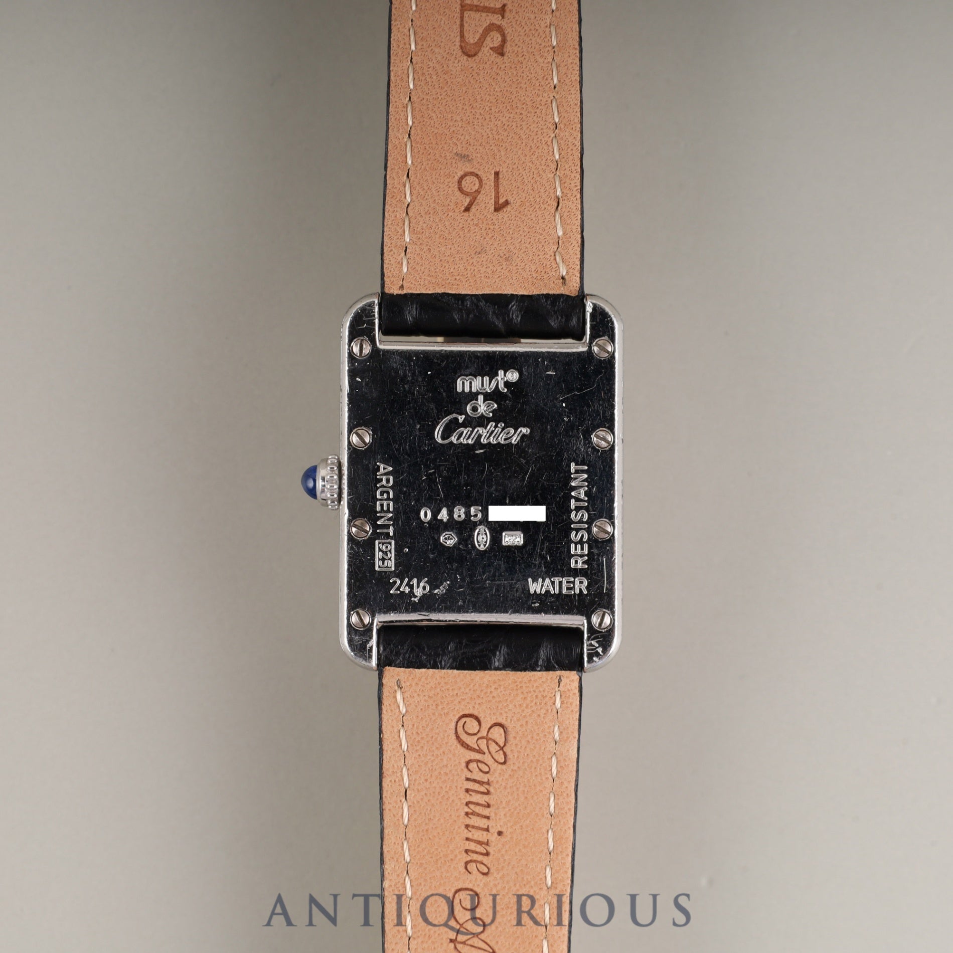 Cartier Must Tank MM W1014054 / 2416 Quartz Caliber 057 SV925 Leather Strap with Genuine D-Clasp (Stainless Steel) White Roman Dial (SWISS MADE) Overhauled