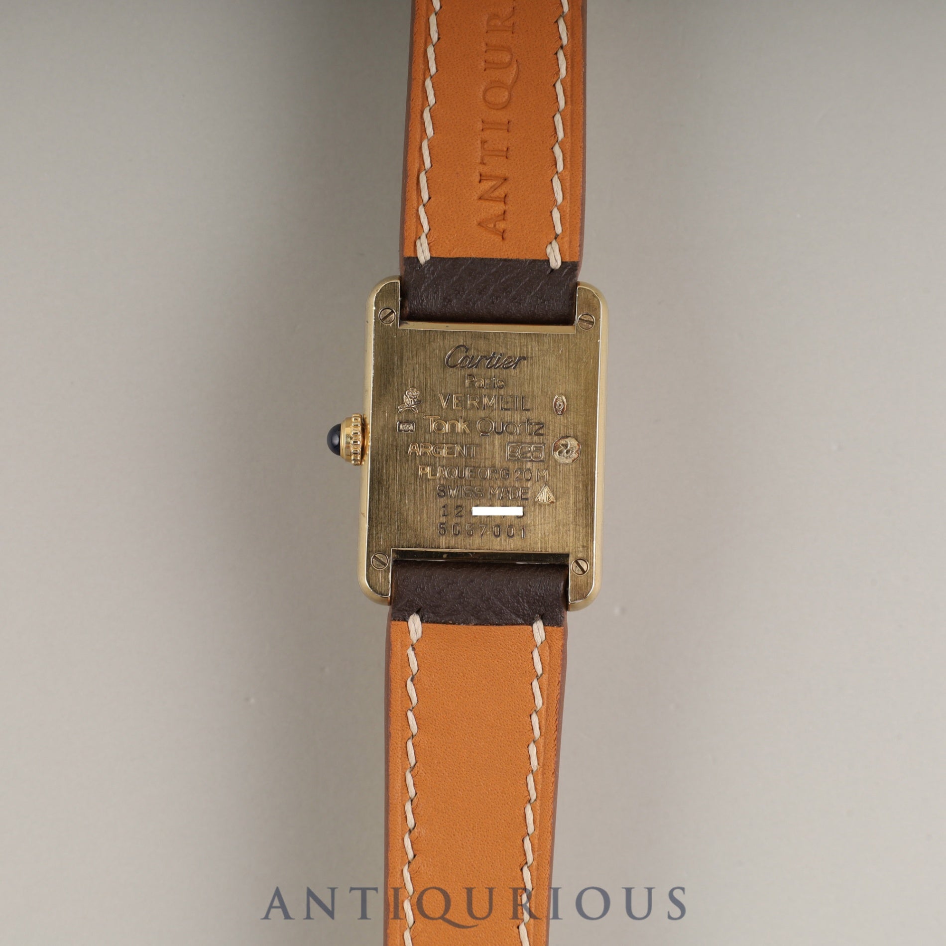 Cartier Must Tank SM W10030353/5057001 Quartz Caliber 057 SV925 Leather Straight Roman Dial with Genuine GP Buckle Box Overhauled