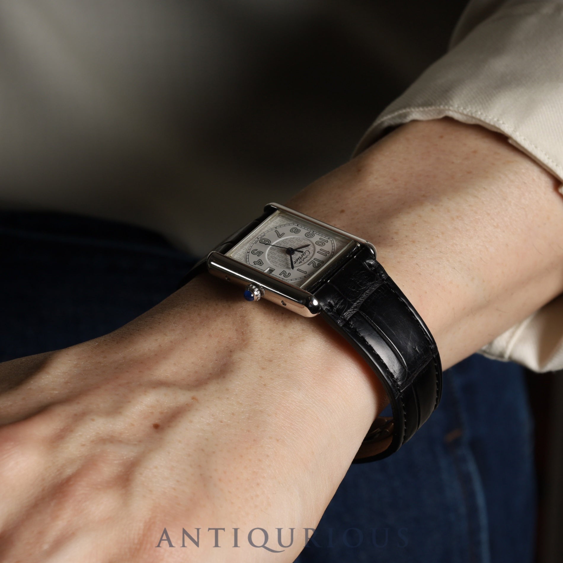 Cartier Must Tank GM (XL) 2414 Quartz Caliber 87 SV925 Leather Strap with Genuine D-Clock Buckle (Stainless Steel) Telephone Arabic Dial Overhauled