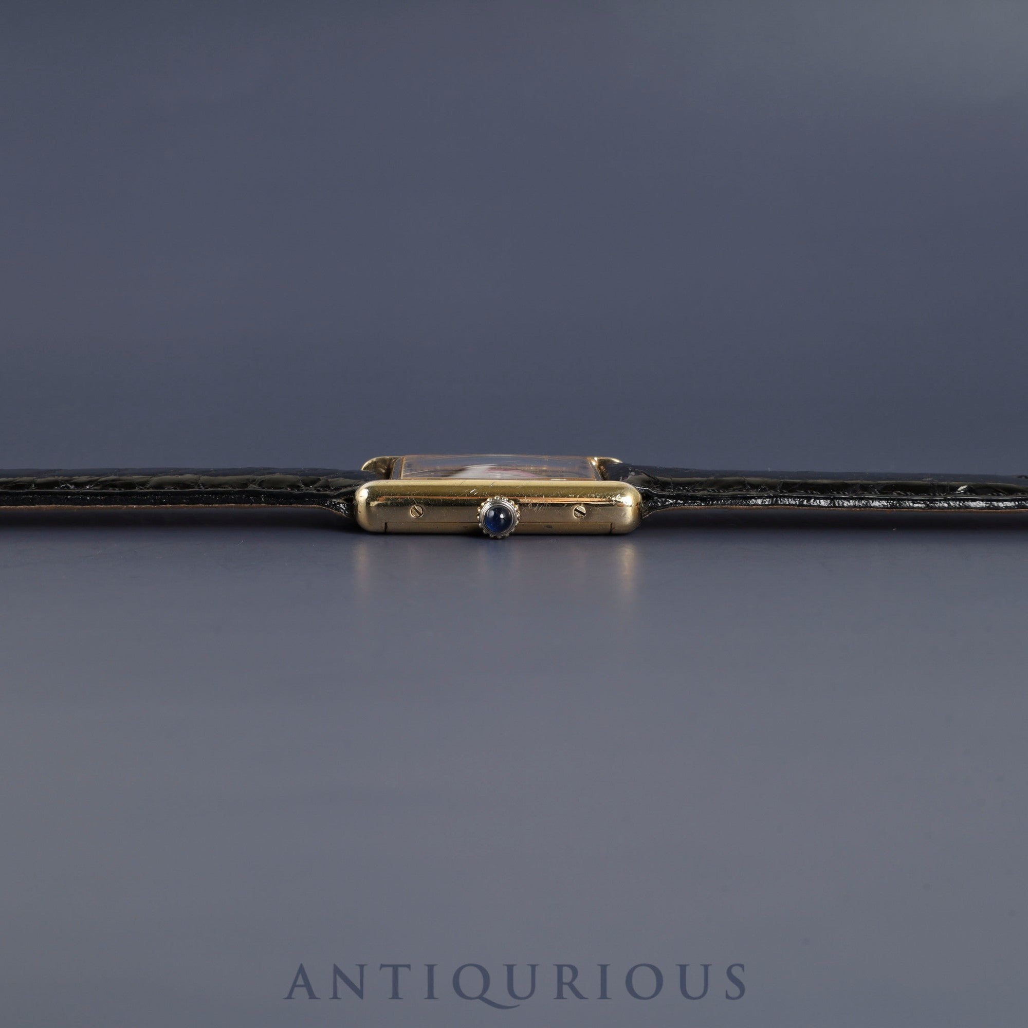 Cartier Must Tank LM Manual Winding SV925 Leather Watch with Genuine GP Buckle, Black Roman Dial, Overhauled