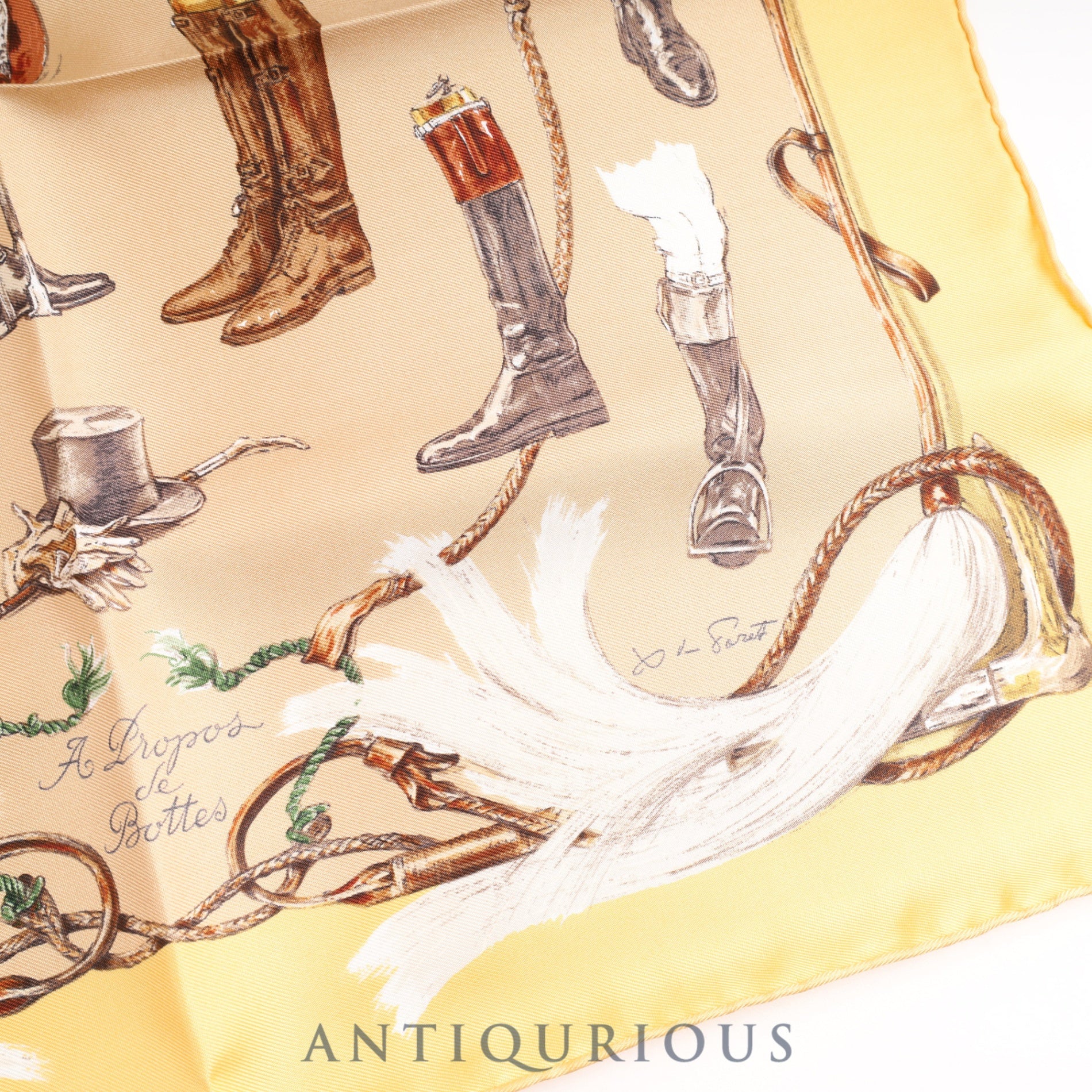 エルメス スカーフ カレ45 A PROPOS DE BOTTES ブーツ柄 SILK100% 箱 カード