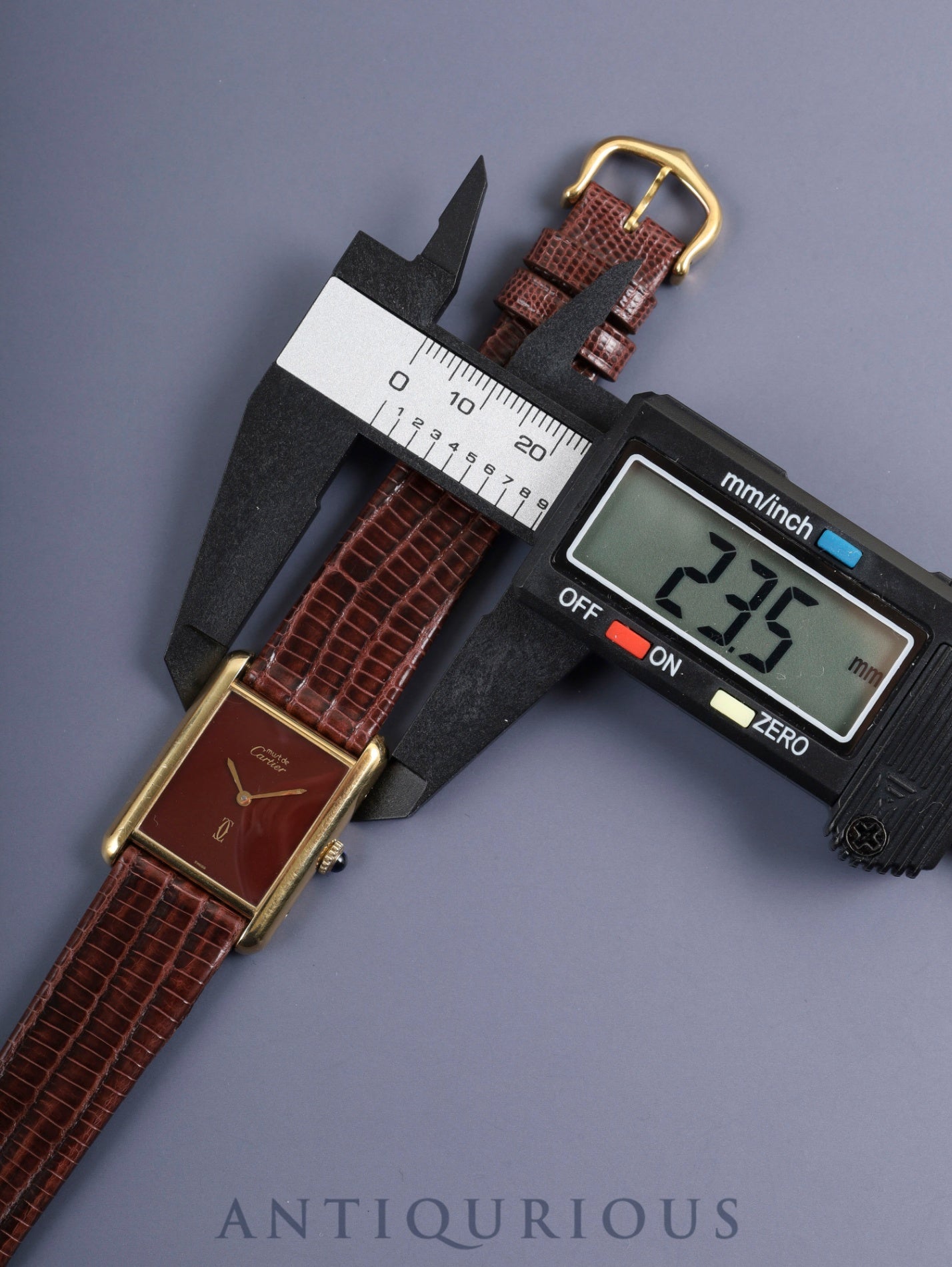 カルティエ マストタンク LM 手巻き Cal.78-1 SV925 革 純正尾錠(GP) ボルドー文字盤 ガーネットダイアル オーバーホール済み