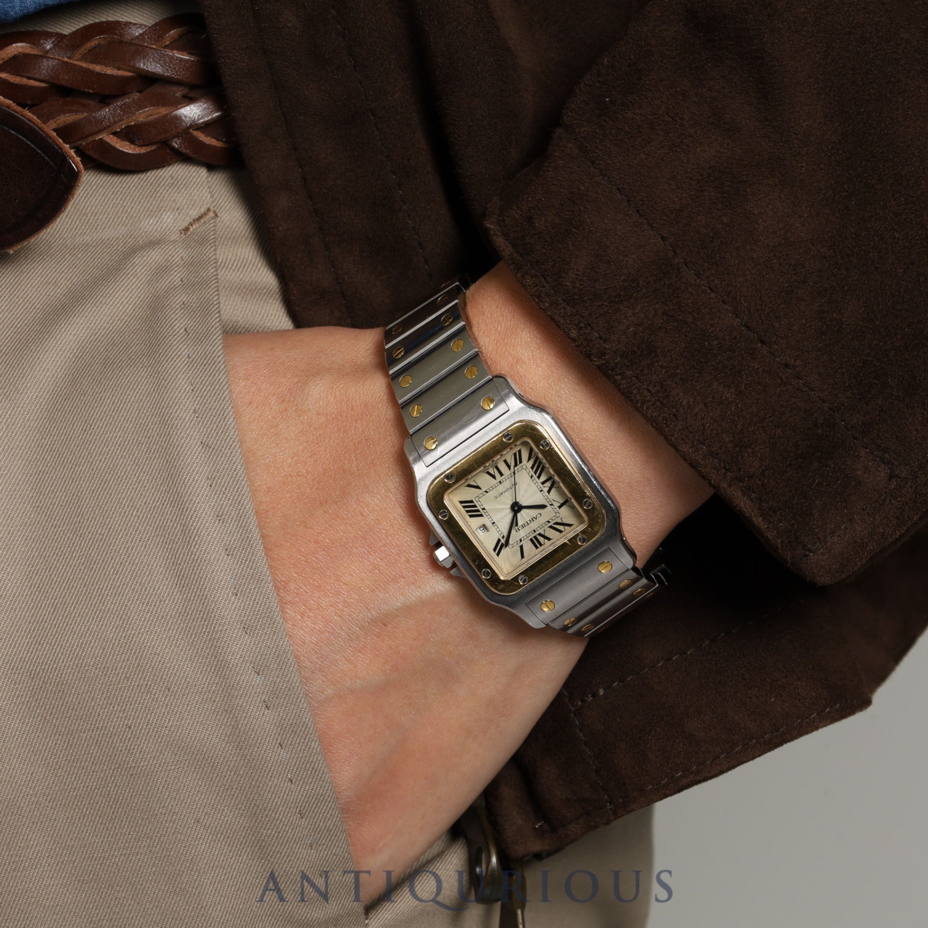 Cartier Santos Galbee LM W20058C4 / 2319 Automatic Cal.- SS / YG Guilloche Dial Overhauled