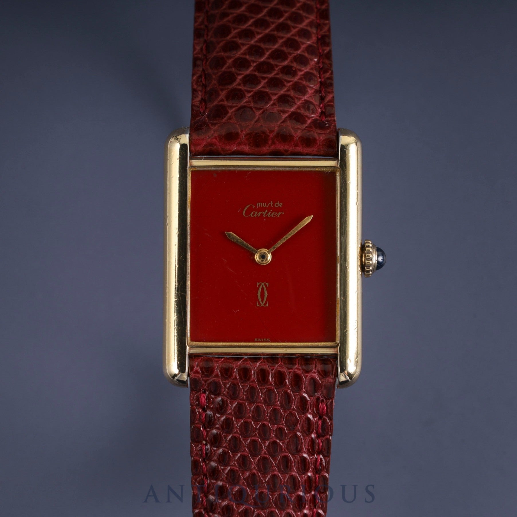 カルティエ マストタンク LM 手巻き Cal.78-1 SV925 革 純正尾錠 コーラル文字盤 976年頃~1981年頃 オーバーホール済み