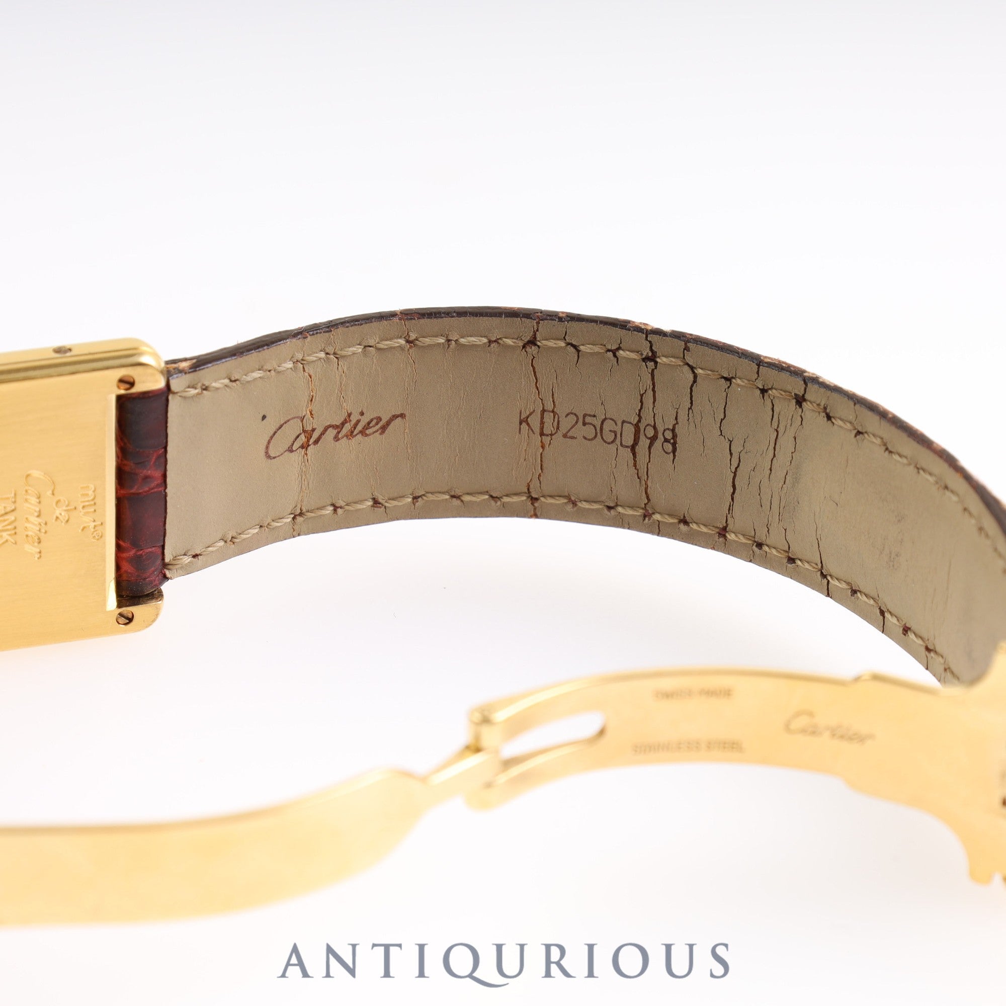 Cartier Must Tank LM QZ 1615 SV925 Leather Genuine Buckle (GP) Ivory Roman Dial Mid 1980s - Circa 1994