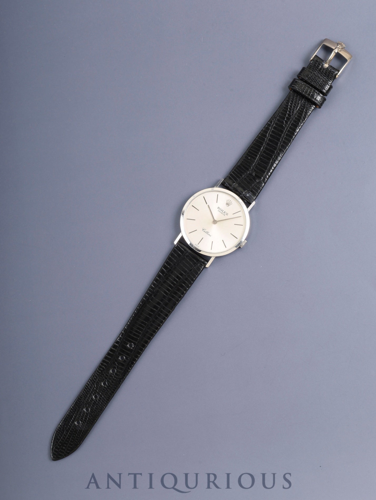 ロレックス チェリーニ 4112/9 手巻き Cal.1601 750WG 革 純正ピンバックル(750WG)シルバー文字盤 W番台(1994-1995年) 保証書(1996年)冊子 オーバーホール済み