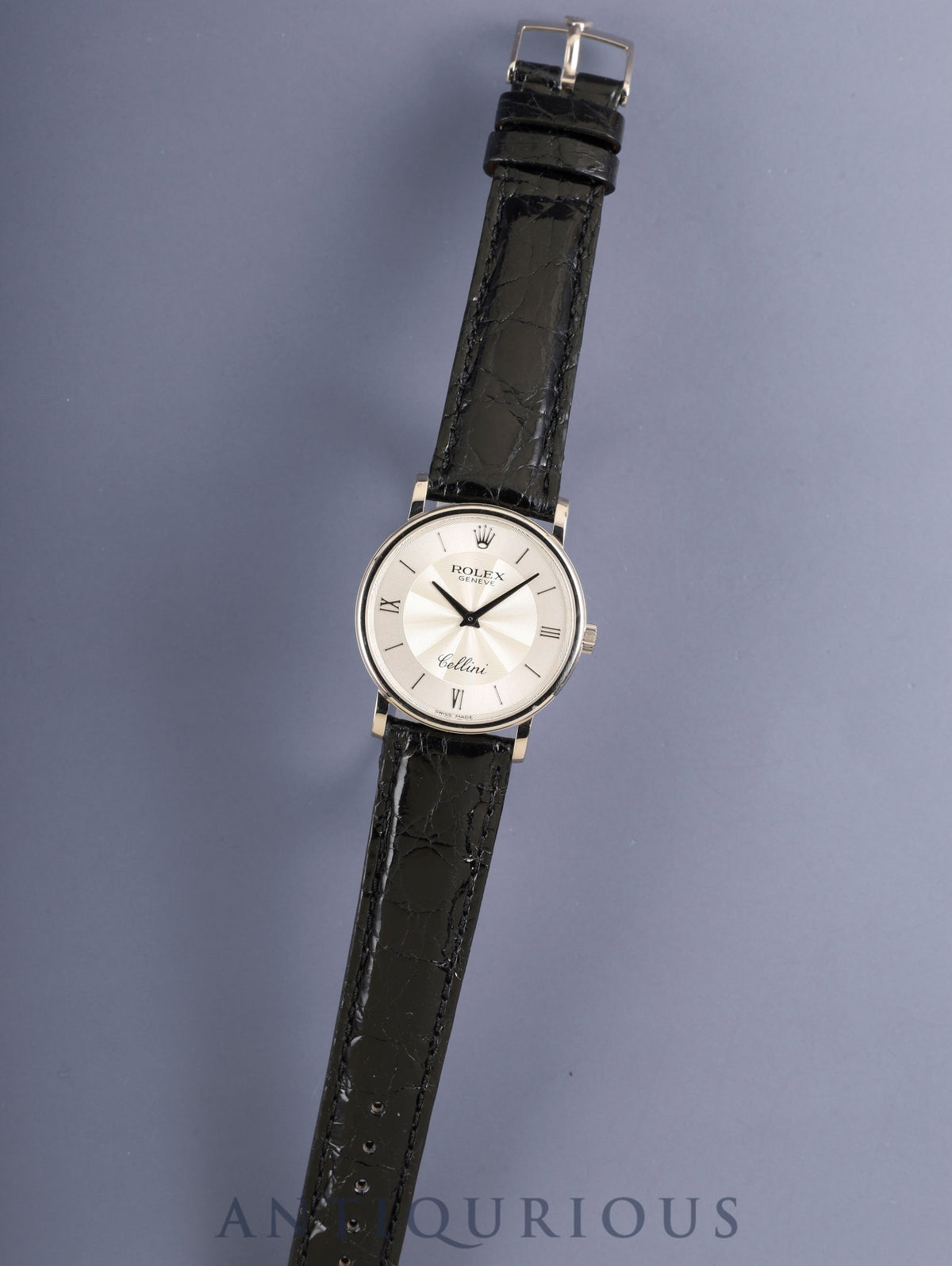 ROLEX Cellini 5115 Hand-wound Cal.1602 750WG Leather Original Pin Buckle (750WG) Silver Roman Dial A-serial (1998-1999) with Original Leather Strap Overhauled