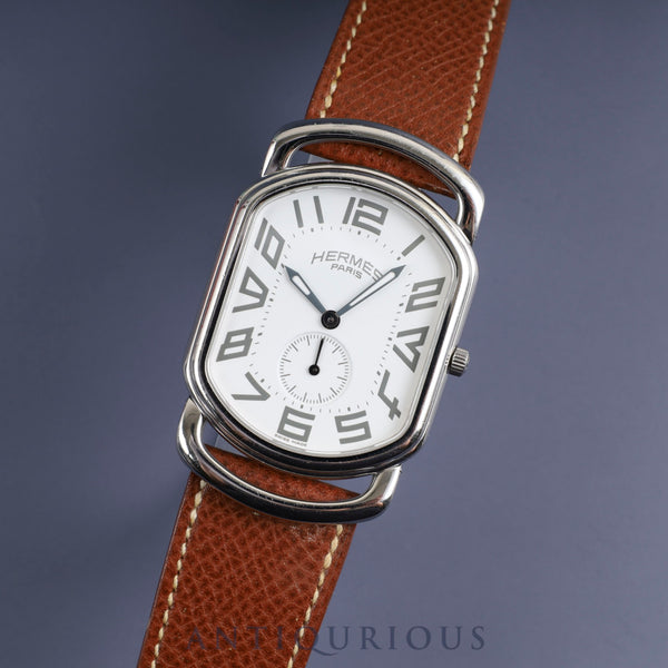 エルメス ラリー RA1.810 クォーツ Cal.980.163 SS 純正革ベルト(□F刻印:2002年) 純正尾錠(SS) ホワイト文字盤 オーバーホール済み