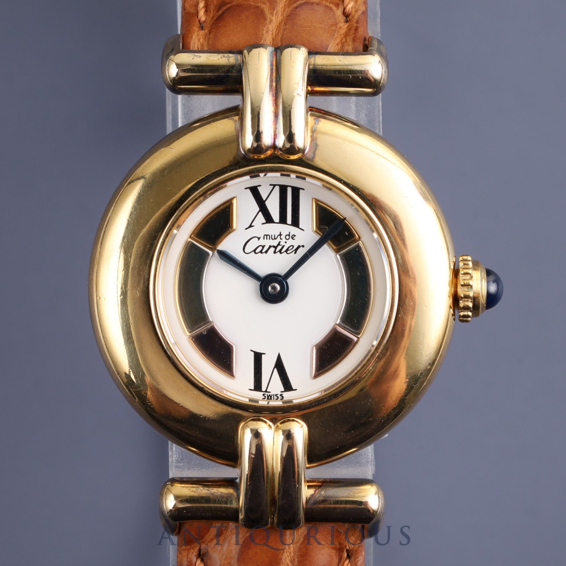 カルティエ マストコリゼ 590002 クォーツ Cal.90.06 SV925 革 純正Dバックル(GP) サイドトリニティ文字盤 オーバーホール済み