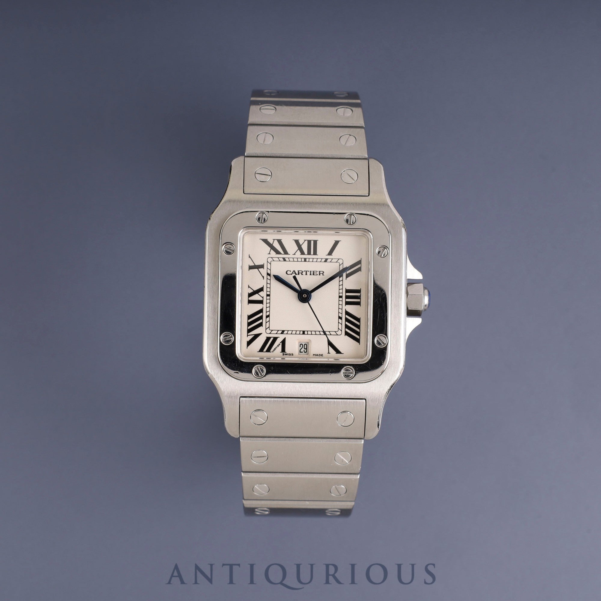Cartier Santos Galbee LM W20060D6 / 1564 Quartz Cal. 687 Stainless Steel White Roman Dial Repair Certificate (2024) Overhauled and Serviced at a Cartier Boutique