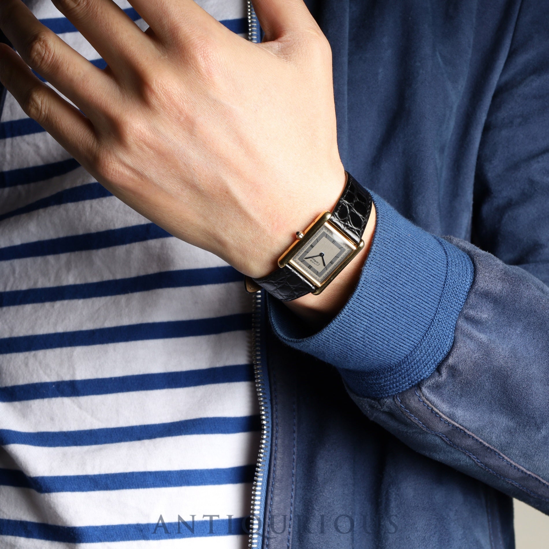 Cartier Must Tank LM 6 81006 Quartz SV925 Leather Genuine Buckle (GP) Grey Roman Dial Complete service (full maintenance) completed at Cartier boutique