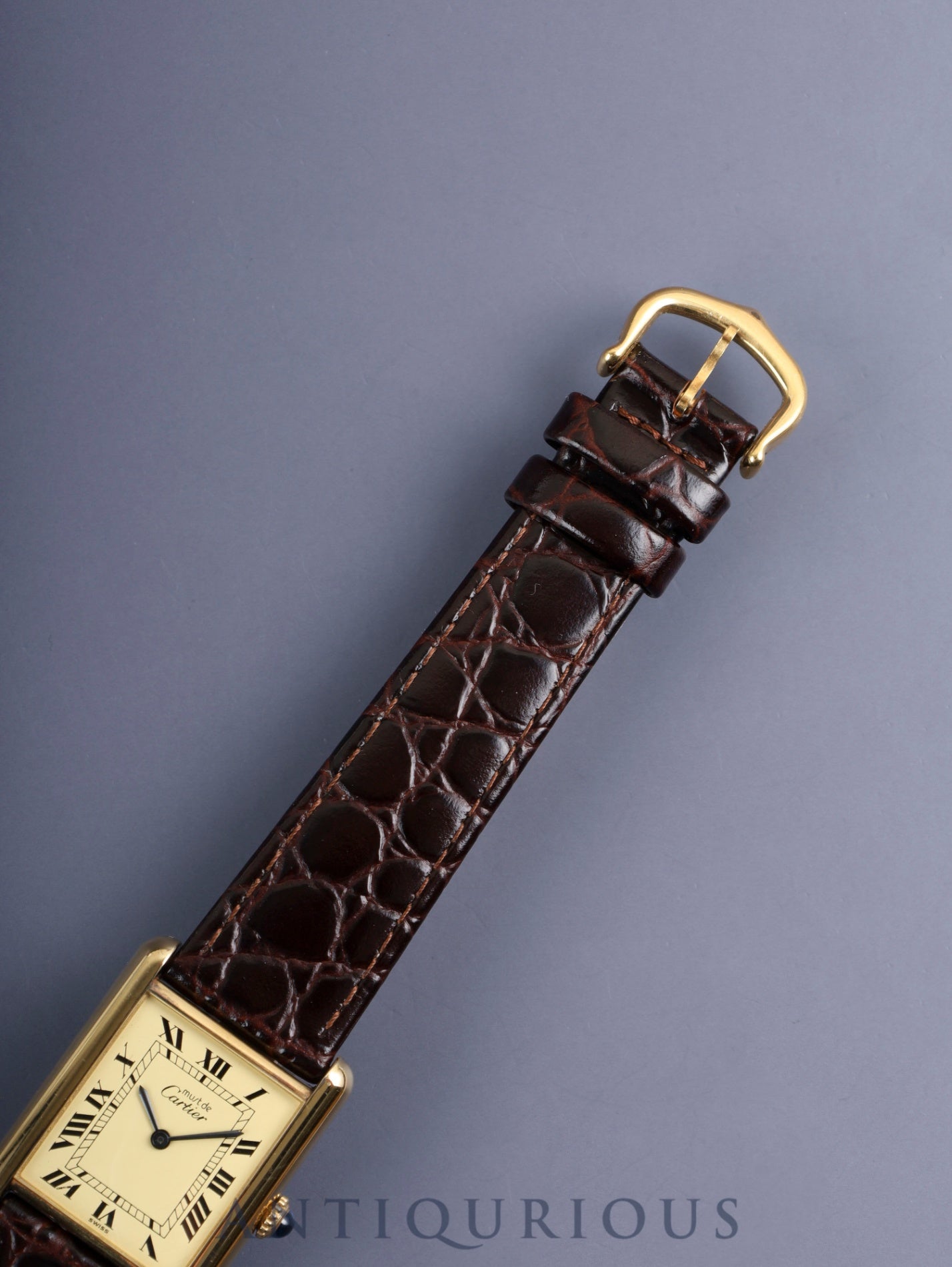 カルティエ マストタンク LM 手巻き Cal.78-1 SV925 革 純正尾錠(GP)アイボリーローマン文字盤(SWISS表記)オーバーホール済み