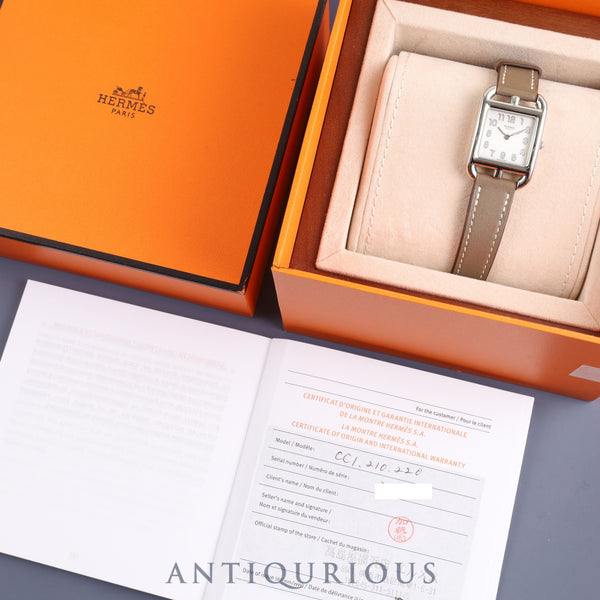 エルメス ケープコッド CC1.210.220 クォーツ Cal.976.001  SS 純正革ベルト 純正尾錠 (SS)シルバー文字盤 箱 冊子 保証書(2024年) オーバーホール済み
